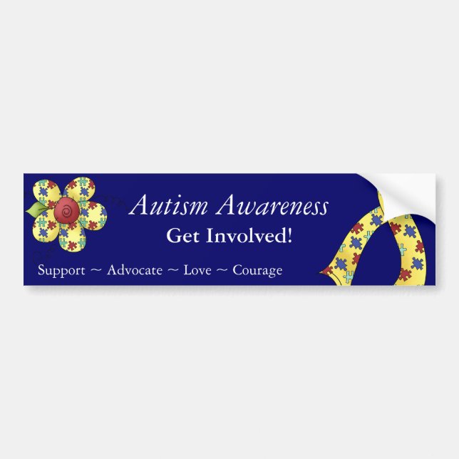 Autism Awareness Puzzle Pieces Flower Design Autoaufkleber (Vorne)