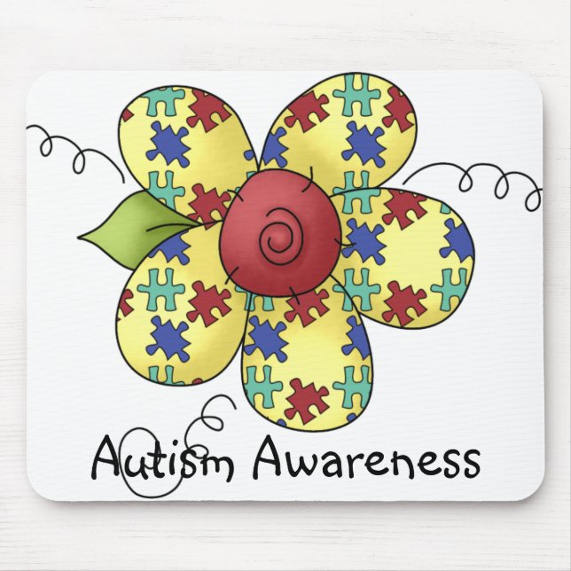 Autism Awareness Puzzle Pieces Flower Design Mousepad (Vorne)