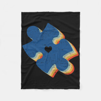 Autism Awareness Puzzle Retro Vintage Mom Dad Supp Fleecedecke