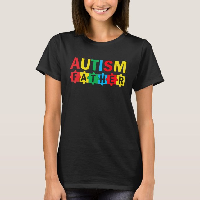 Autism Awareness Puzzle Ribbon Proud Autism Father T-Shirt (Vorderseite)