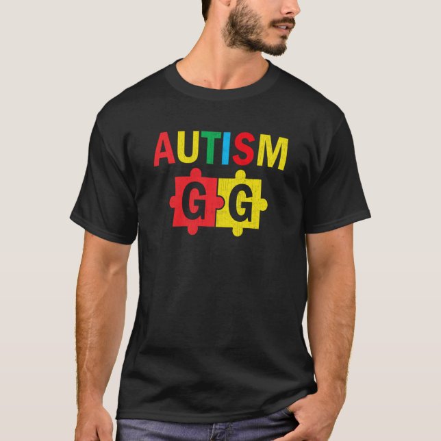 Autism Awareness Puzzle Ribbon Proud Autism Gg T-Shirt (Vorderseite)