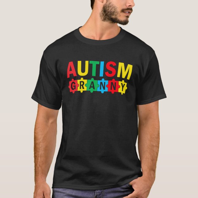 Autism Awareness Puzzle Ribbon Proud Autism Granny T-Shirt (Vorderseite)