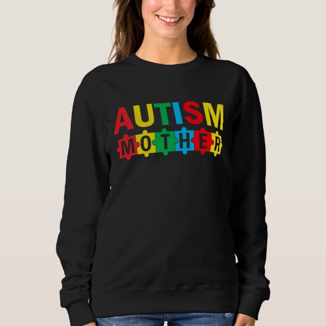 Autism Awareness Puzzle Ribbon Proud Autism Mother Sweatshirt (Vorderseite)