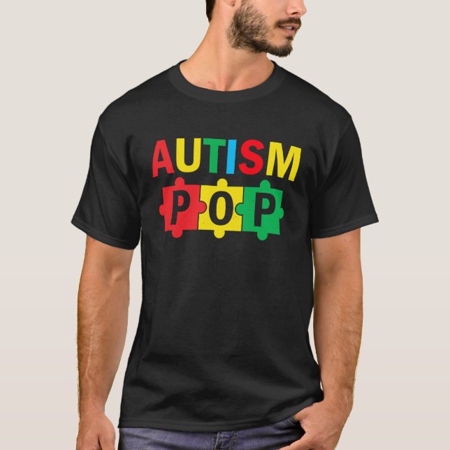 Autism Awareness Puzzle Ribbon Proud Autism Pop T-Shirt (Vorderseite)