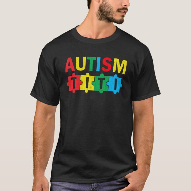 Autism Awareness Puzzle Ribbon Proud Autism Titi T-Shirt (Vorderseite)