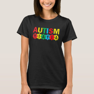 Autism Awareness Puzzle Ribbon Proud Autism Yiayia T-Shirt