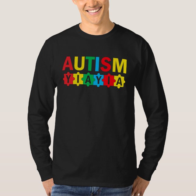 Autism Awareness Puzzle Ribbon Proud Autism Yiayia T-Shirt (Vorderseite)