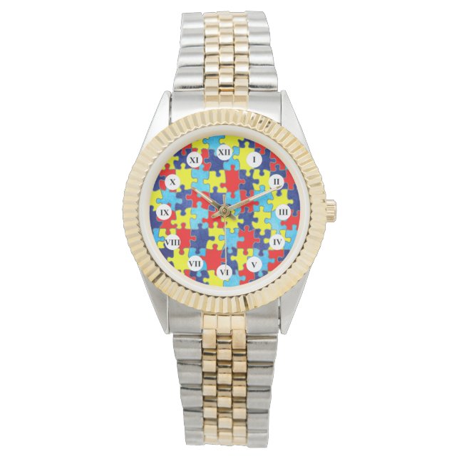 Autism Awareness-Puzzle von Shirley Taylor Armbanduhr (Vorderseite)