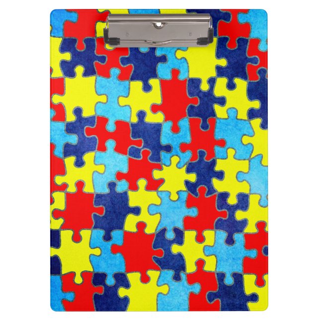 Autism Awareness-Puzzle von Shirley Taylor Klemmbrett (Vorderseite)