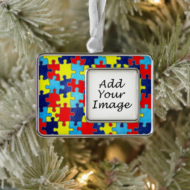Autism Awareness-Puzzle von Shirley Taylor Rahmen-Ornament Silber (Baum)
