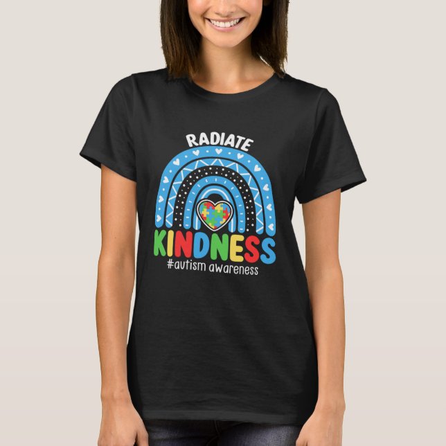 Autism Awareness Rainbow Blue Ribbon Autism Puzzle T-Shirt (Vorderseite)