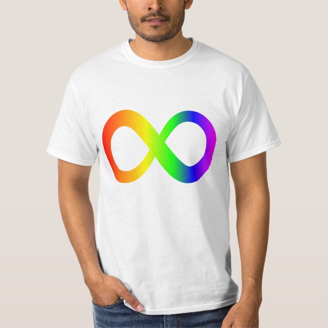 Autism Awareness Rainbow Infinity Symbol T-Shirt (Vorderseite)