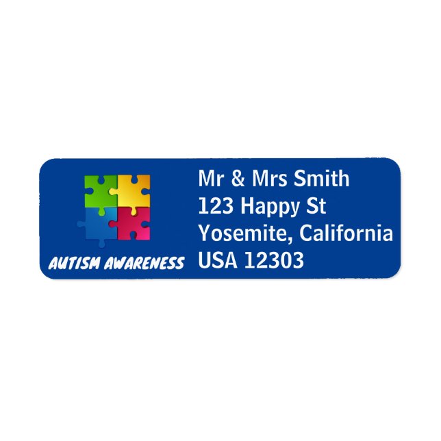 Autism Awareness Return Address Label in Blue (Vorne)