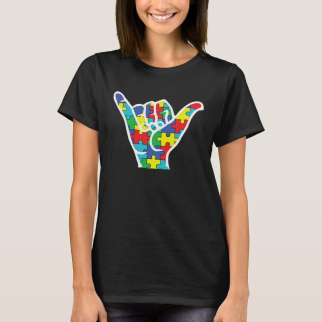 Autism Awareness Shaka Hand Hang Loose Support Aut T-Shirt (Vorderseite)