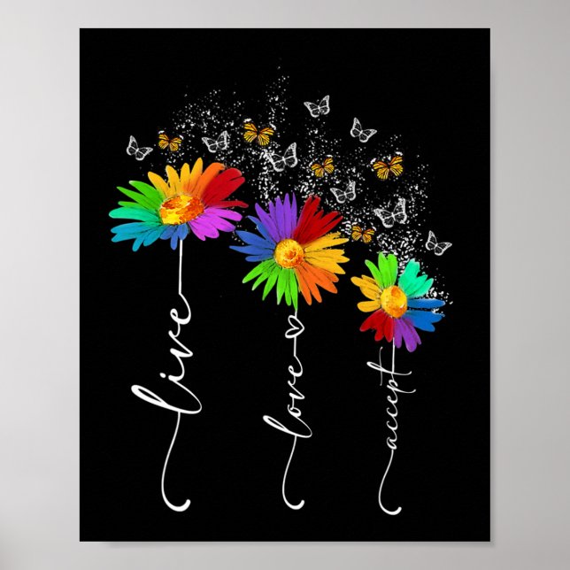 Autism Awareness Shirt Live Love Accept Autism Flo Poster (Vorne)