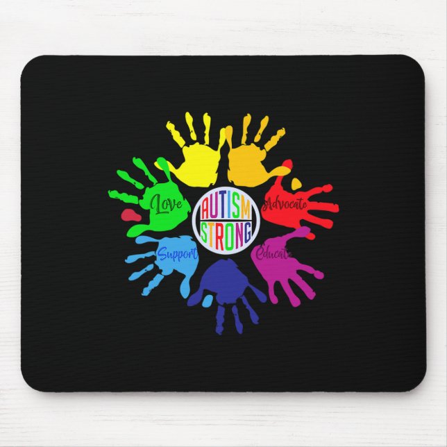 Autism Awareness Sign Language Hand Puzzle Support Mousepad (Vorne)