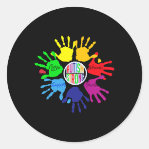 Autism Awareness Sign Language Hand Puzzle Support Runder Aufkleber