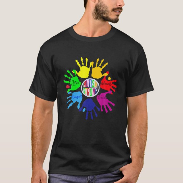 Autism Awareness Sign Language Hand Puzzle Support T-Shirt (Vorderseite)