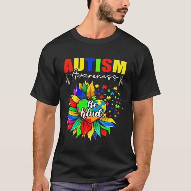 Autism Awareness Sunflower Choose Kindness Mom Kid T-Shirt (Vorderseite)
