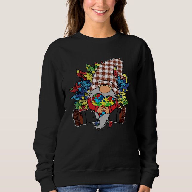 Autism Awareness Sunflower Puzzle Pieces Buffalo P Sweatshirt (Vorderseite)