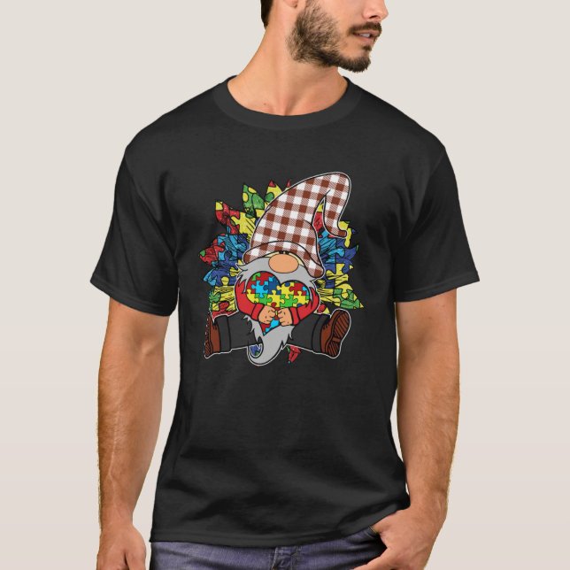 Autism Awareness Sunflower Puzzle Pieces Buffalo P T-Shirt (Vorderseite)