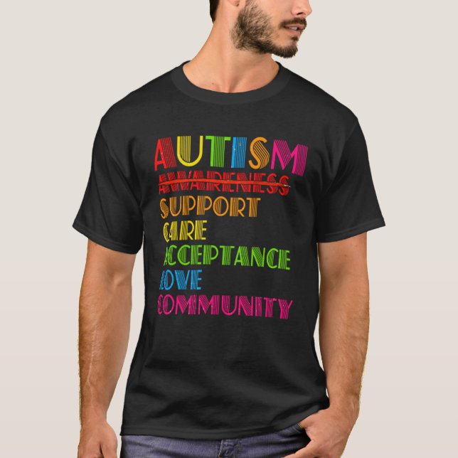 Autism Awareness Support Care Acceptance Ally Dad  T-Shirt (Vorderseite)