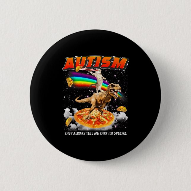 Autism Awareness T-rex Cat Meme Neurodiversity Pri Button (Vorderseite)