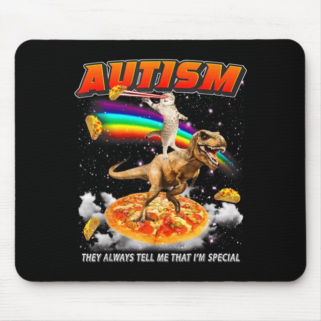 Autism Awareness T-rex Cat Meme Neurodiversity Pri Mousepad (Vorne)