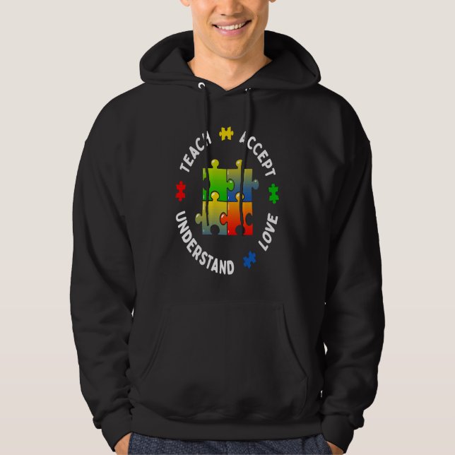Autism Awareness Teacher Teach Accept Understand L Hoodie (Vorderseite)