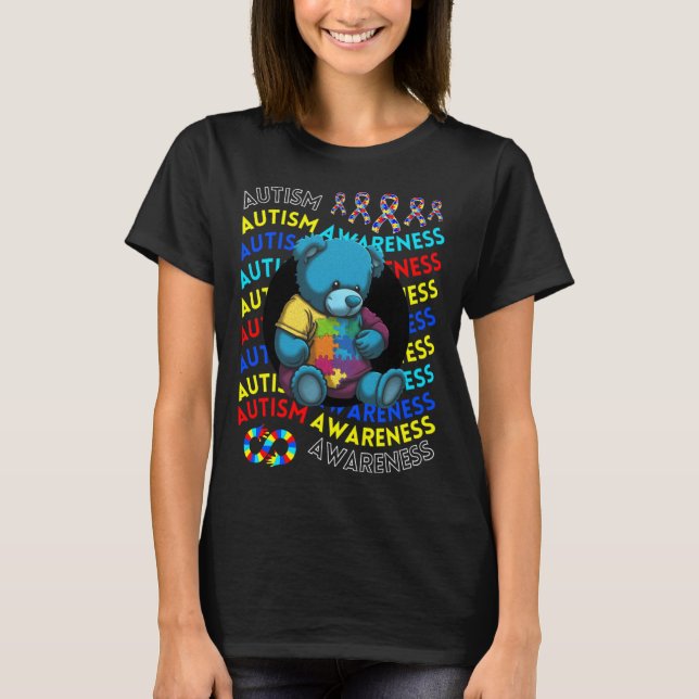 Autism Awareness Teddy Bear For Teacher Autism Mom T-Shirt (Vorderseite)