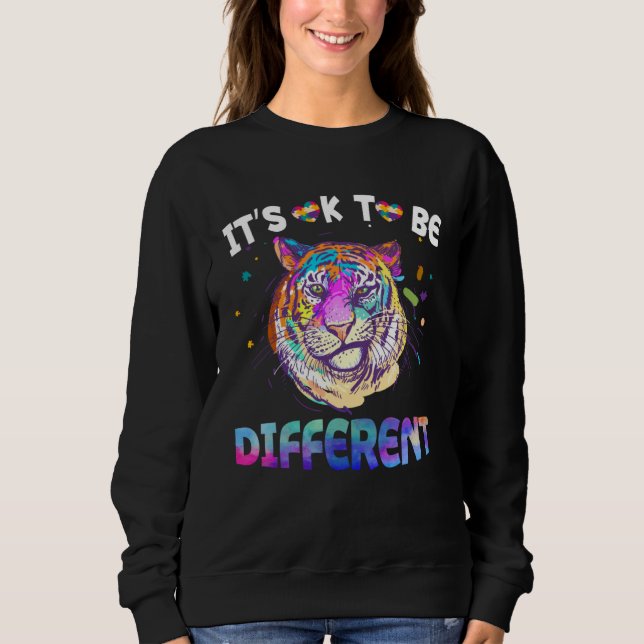 Autism Awareness  Tie Dye Smirking Tiger Watercolo Sweatshirt (Vorderseite)