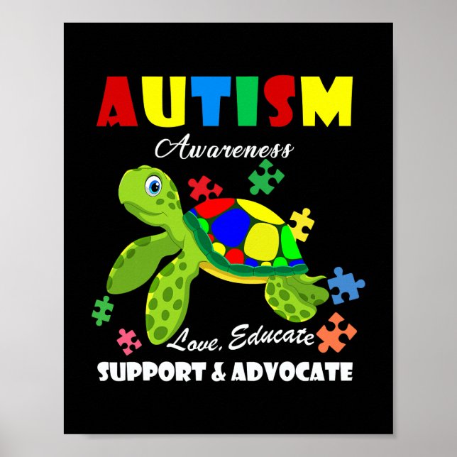 Autism Awareness Turtles Puzzle Mom Support Poster (Vorne)