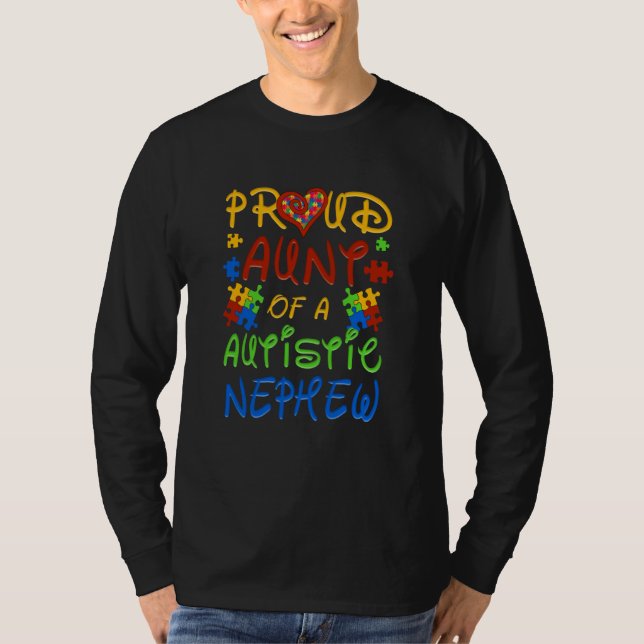 Autism Awareness Wear Proud Aunt Of Nephew Men Wom T-Shirt (Vorderseite)