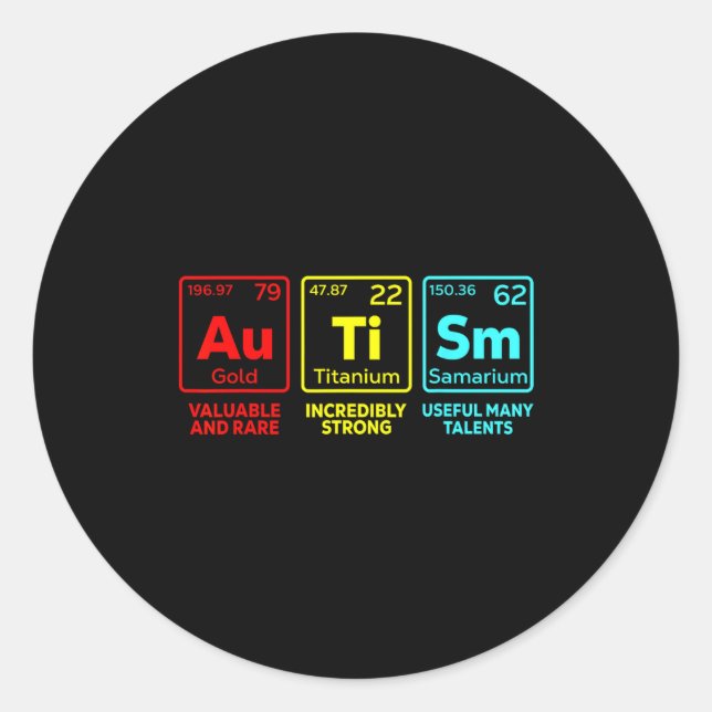 Autism Awareness Women Men Kids Mom Elements Perio Runder Aufkleber (Vorderseite)