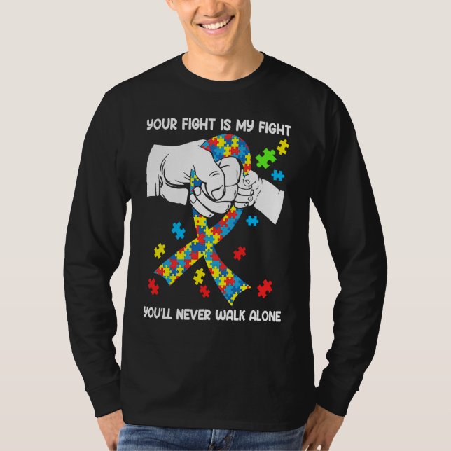 Autism Awareness You Will Never Walk Alone Support T-Shirt (Vorderseite)
