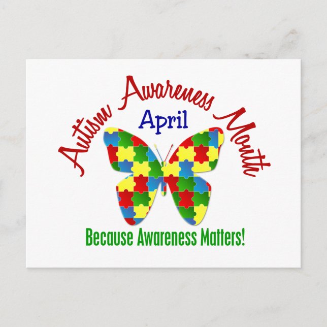AUTISM AWARENING MONAT APRIL Puzzle Butterfly Postkarte (Vorderseite)
