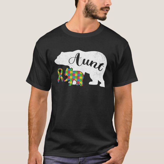 Autism Bear Aunt  Women's Autism Awareness Aunties T-Shirt (Vorderseite)