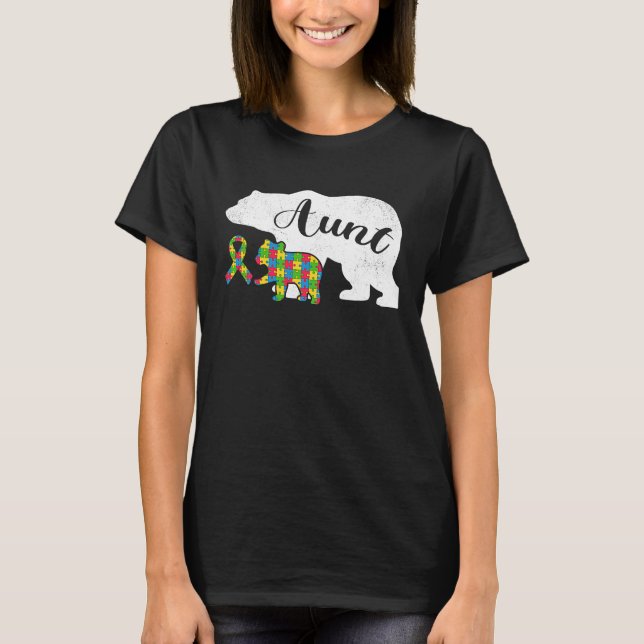 Autism Bear Aunt  Women's Autism Awareness Aunties T-Shirt (Vorderseite)