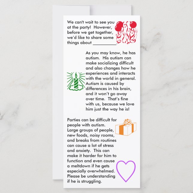 Autism Birthday Boy Flat Card (Vorderseite)