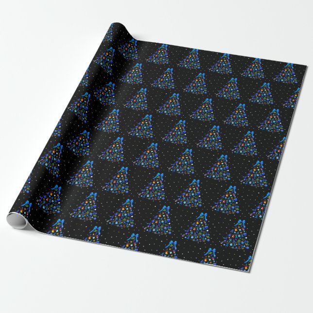 Autism Blue Christmas Tree Geschenkpapier (Ungerollt)