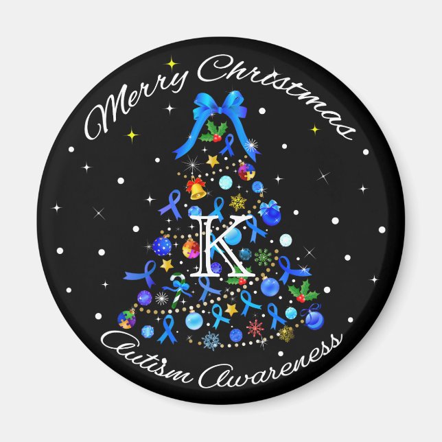 Autism Blue Christmas Tree Magnet (Vorne)