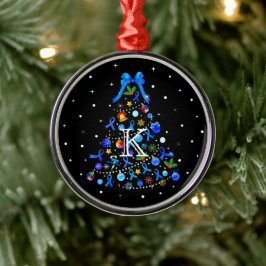 Autism Blue Christmas Tree Ornament Aus Metall