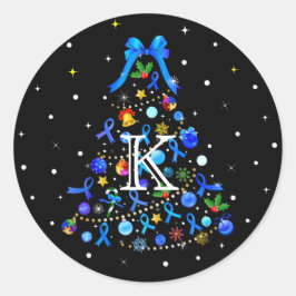 Autism Blue Christmas Tree Runder Aufkleber
