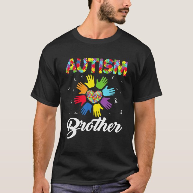 Autism Brother Funny Liebe Herz Autismus Bewusstse T-Shirt (Vorderseite)