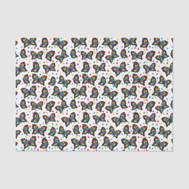 Autism Butterfly Pattern Autism Awareness Seidenpapier (Vorderseite)