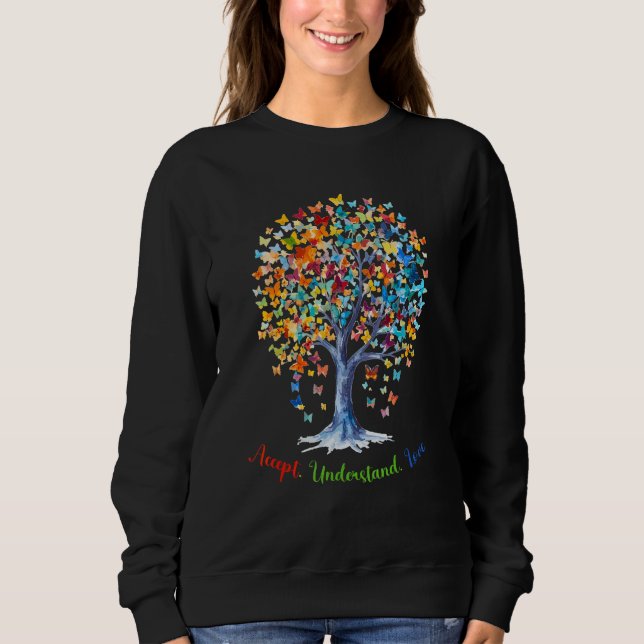 Autism Butterfly Tree - Acceptance, Understanding, Sweatshirt (Vorderseite)