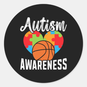 Autism Bysketbyll Autism Warrior Bysketbyll Player Runder Aufkleber