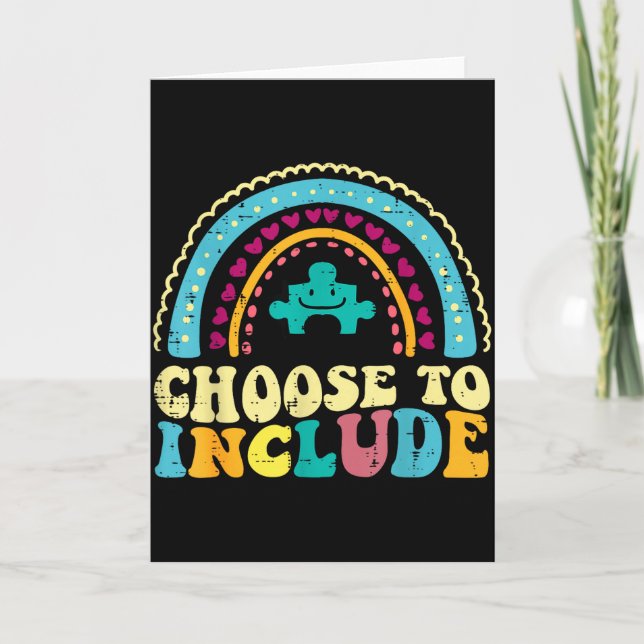 Autism Choose To Include Retro Aware Groovy Women  Karte (Vorderseite)
