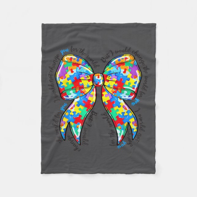 Autism Coquette Bow Puzzle Autism Awareness Proud  Fleecedecke (Vorderseite)