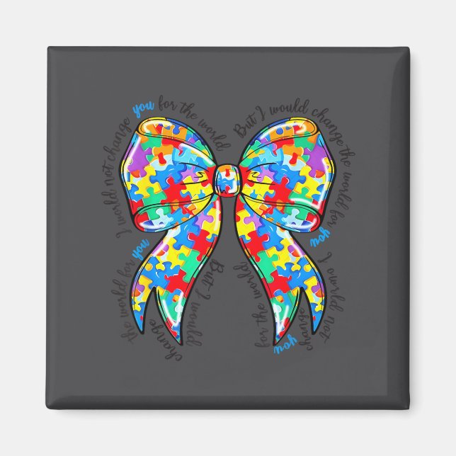 Autism Coquette Bow Puzzle Autism Awareness Proud  Magnet (Vorne)